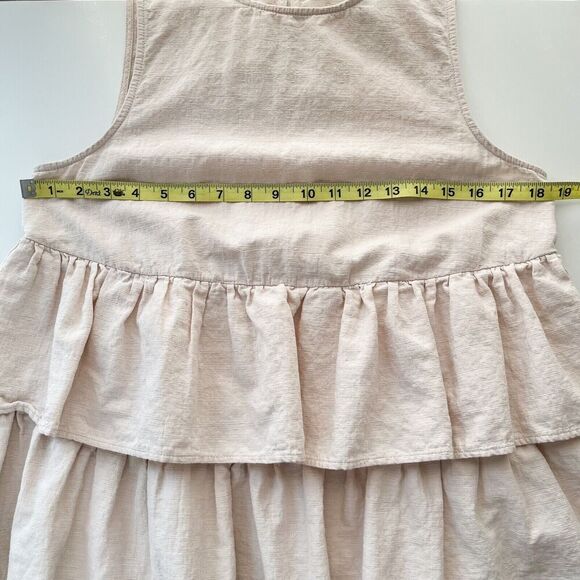 En Saison Viggo Sleeveless Tiered Mini Dress Womens Medium Beige Cotton Natural - Picture 14 of 16